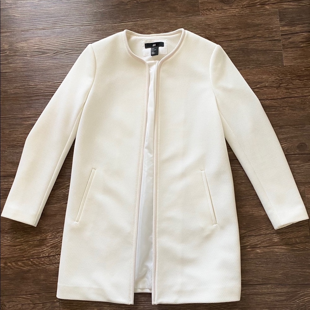 H&M White Textured Jacket